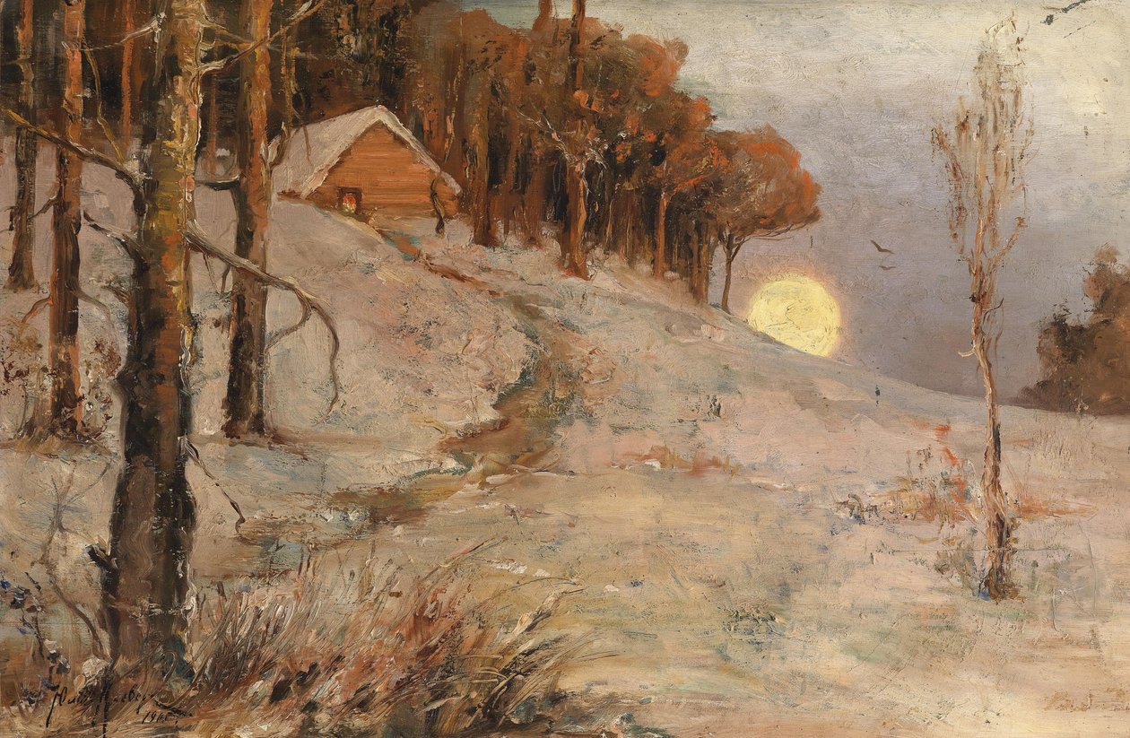 Bosque de invierno en los rayos del sol de la tarde, 1902 de Juli Julievich Klever