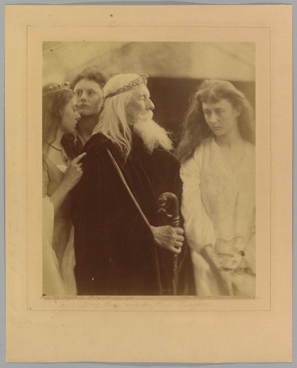El rey Lear reparte su reino entre sus tres hijas de Julia Margaret Cameron