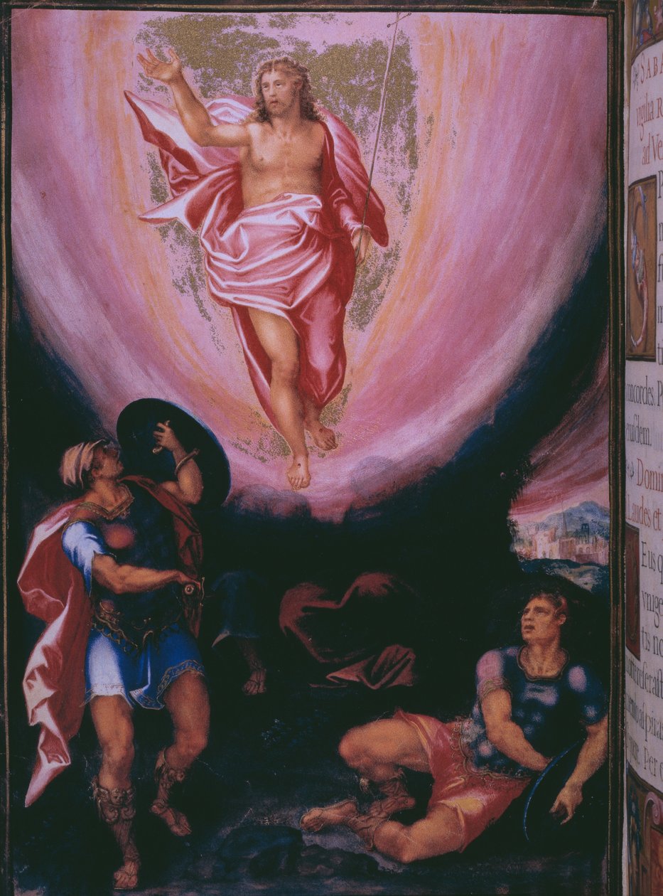 Resurrección, de un facsímil del Breviario del Rey Felipe II de España, 1569 de Julian and Leon, Andres de Fuente del Saz