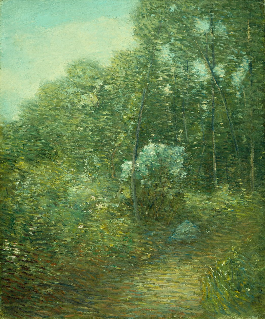 El viejo arbusto de laurel (óleo sobre lienzo) de Julian Alden Weir