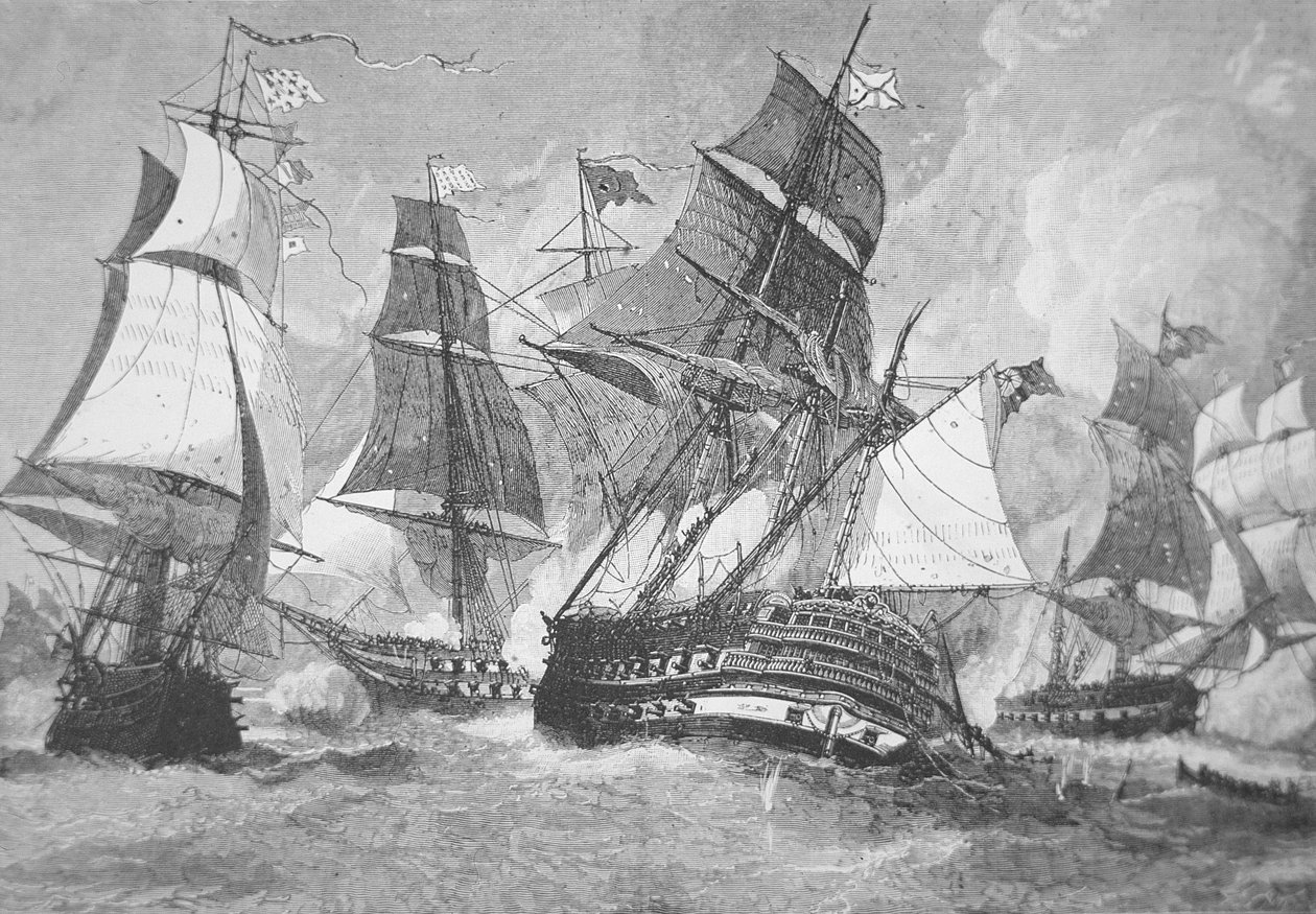 Batalla de la Bahía de Chesapeake de Julian Oliver (after) Davidson