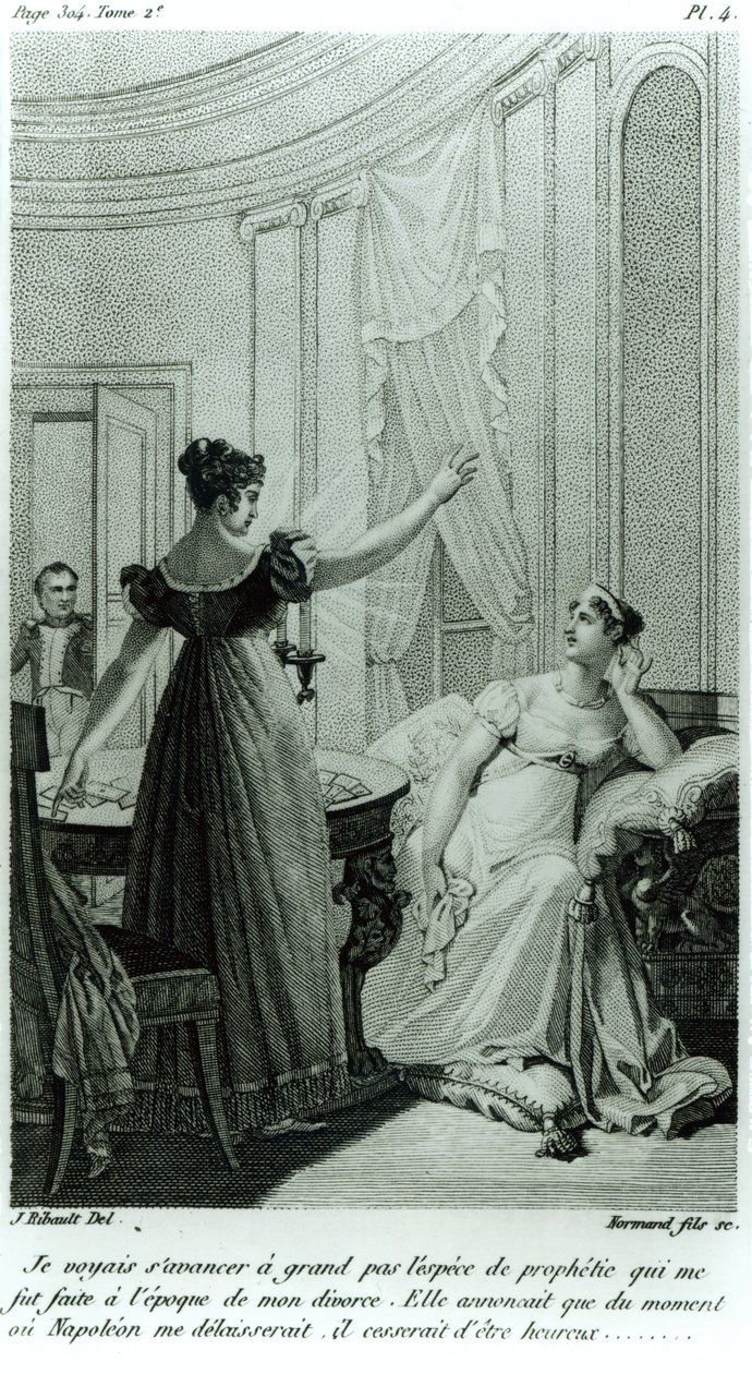 La emperatriz Josefina revela la profecía hecha por Marie Anne Adelaide Le Normand en el momento de su divorcio de Napoleón I en 1809, 1821 de Julie Ribault