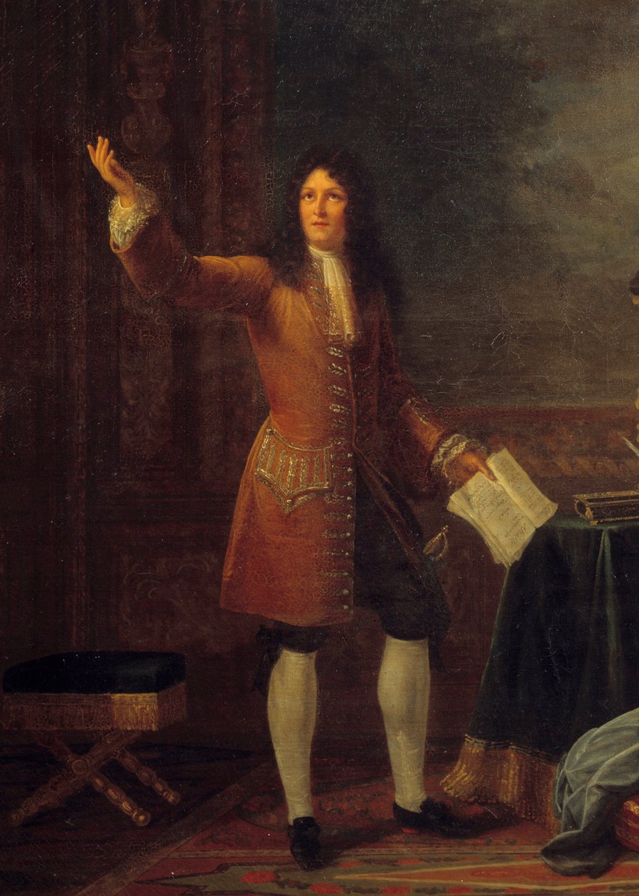 Jean Racine (1639-1699) leyendo su obra ante el rey de Francia. Detalle del cuadro "Jean Racine (1639-1699) leyendo "Athalie" ante Luis XIV (1638-1715) y Françoise d