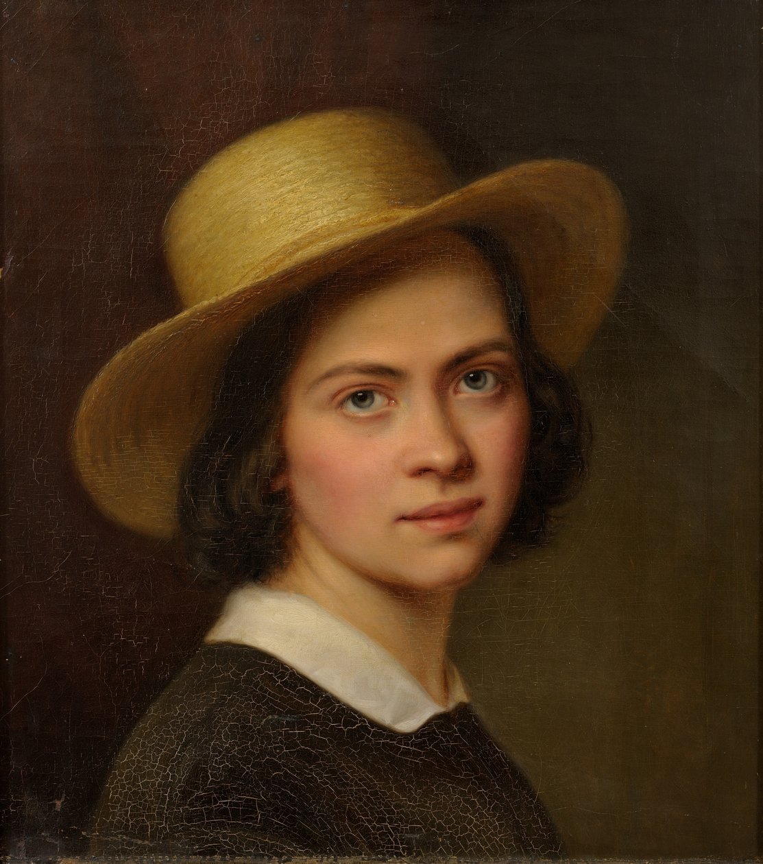 Estonio: "Autorretrato (con sombrero de paja)" de Julie Wilhelmine Hagen Schwarz