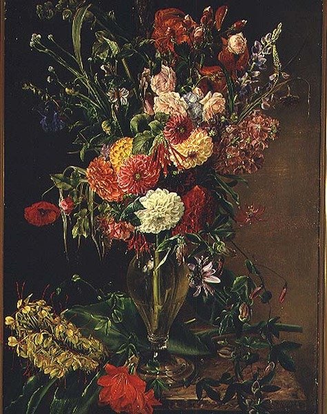 Flores en un jarrón de vidrio de Julie Wilhelmine Hagen Schwarz
