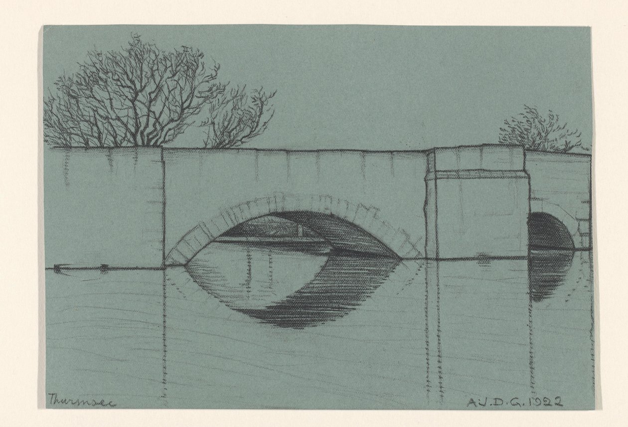 Puente, presumiblemente en el lago de Thun de Julie de Graag (signed by artist)