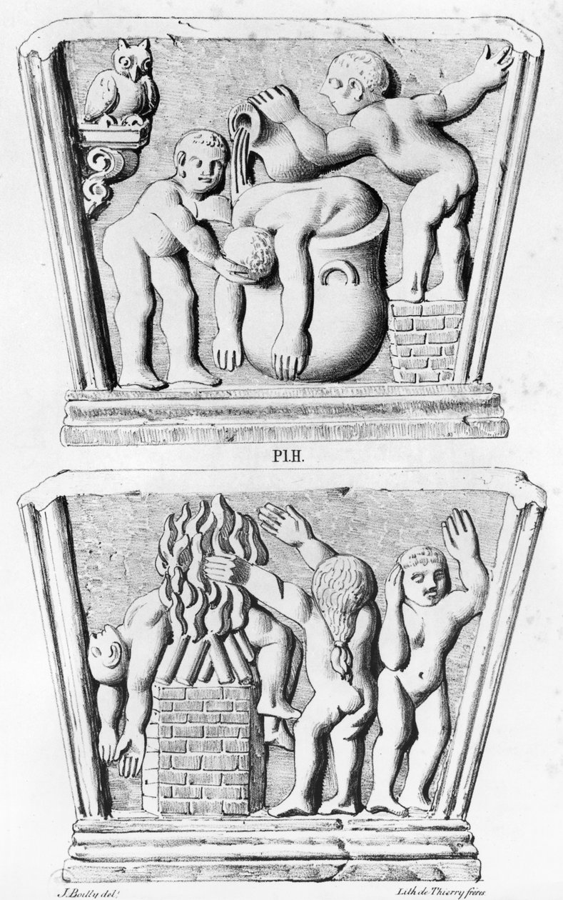 Bautismo, copia de relicarios gnósticos, grabado por Thierry freres (siglo XIX) de Julien Leopold Boilly