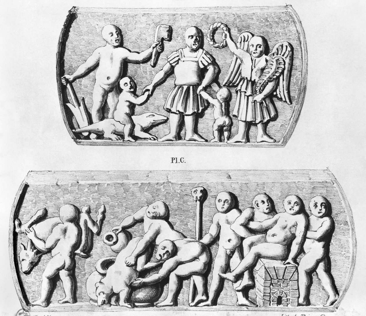 Triunfo de la Gnosis, copia de relicarios gnósticos, grabado por Thierry freres (siglo XIX) de Julien Leopold Boilly