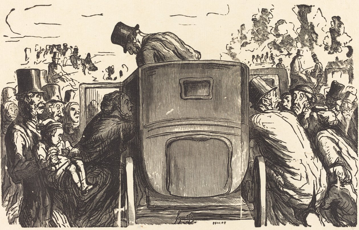Exposición universal: El extranjero encuentra todas las facilidades deseables... de Julien Antoine Peulot after Honoré Daumier