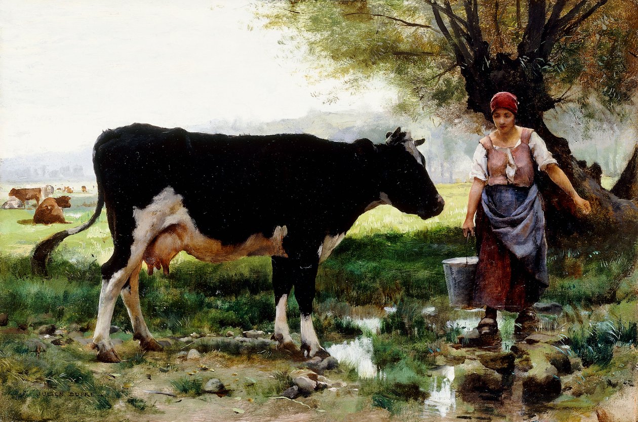 Una lechera con su vaca de Julien Dupre