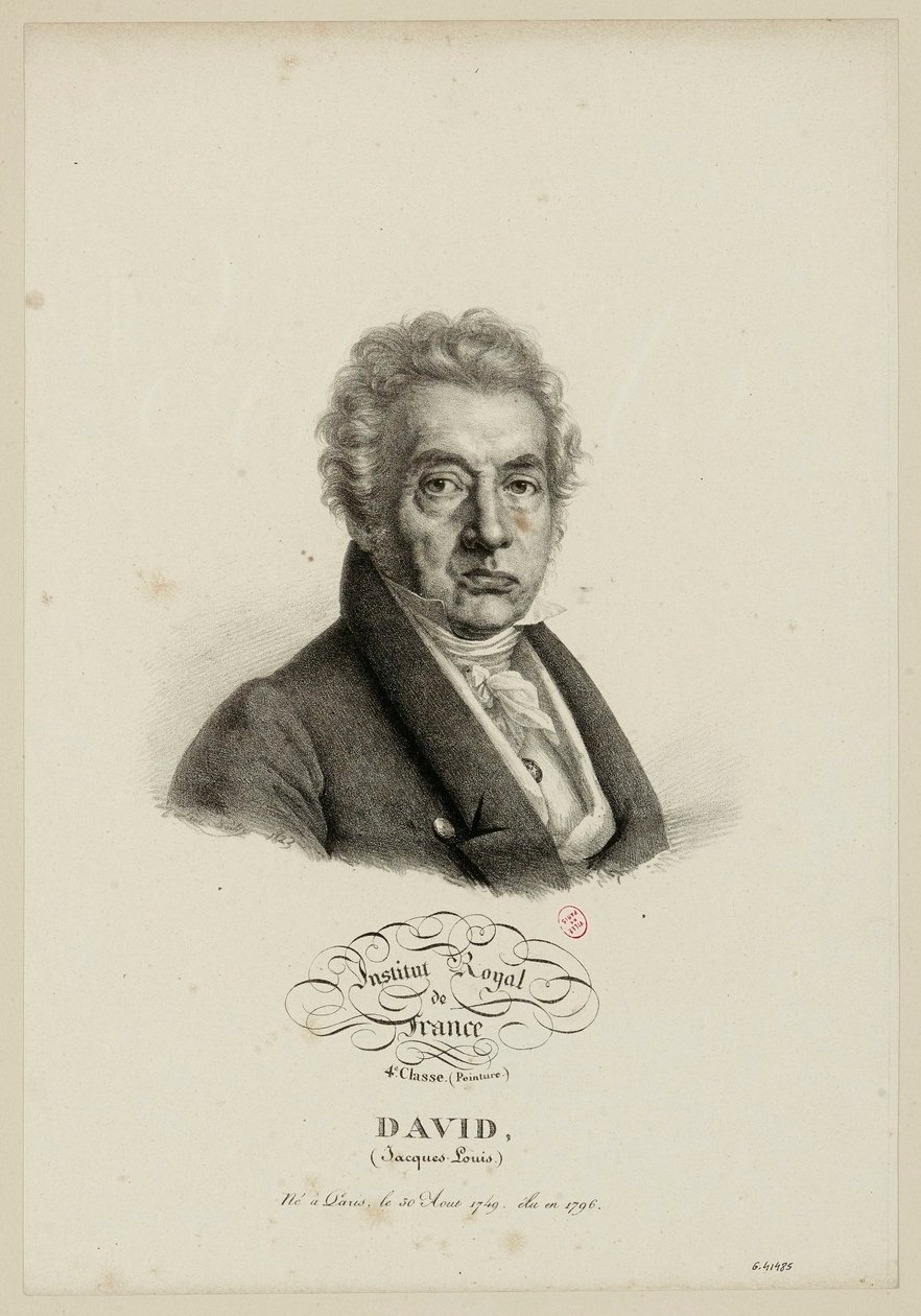 Instituto Real de Francia, 4.ª clase. (Pintura.) David, (Jacques-Louis.) Nacido en París el 30 de agosto de 1749, elegido en 1796. de Julien Leopold Boilly