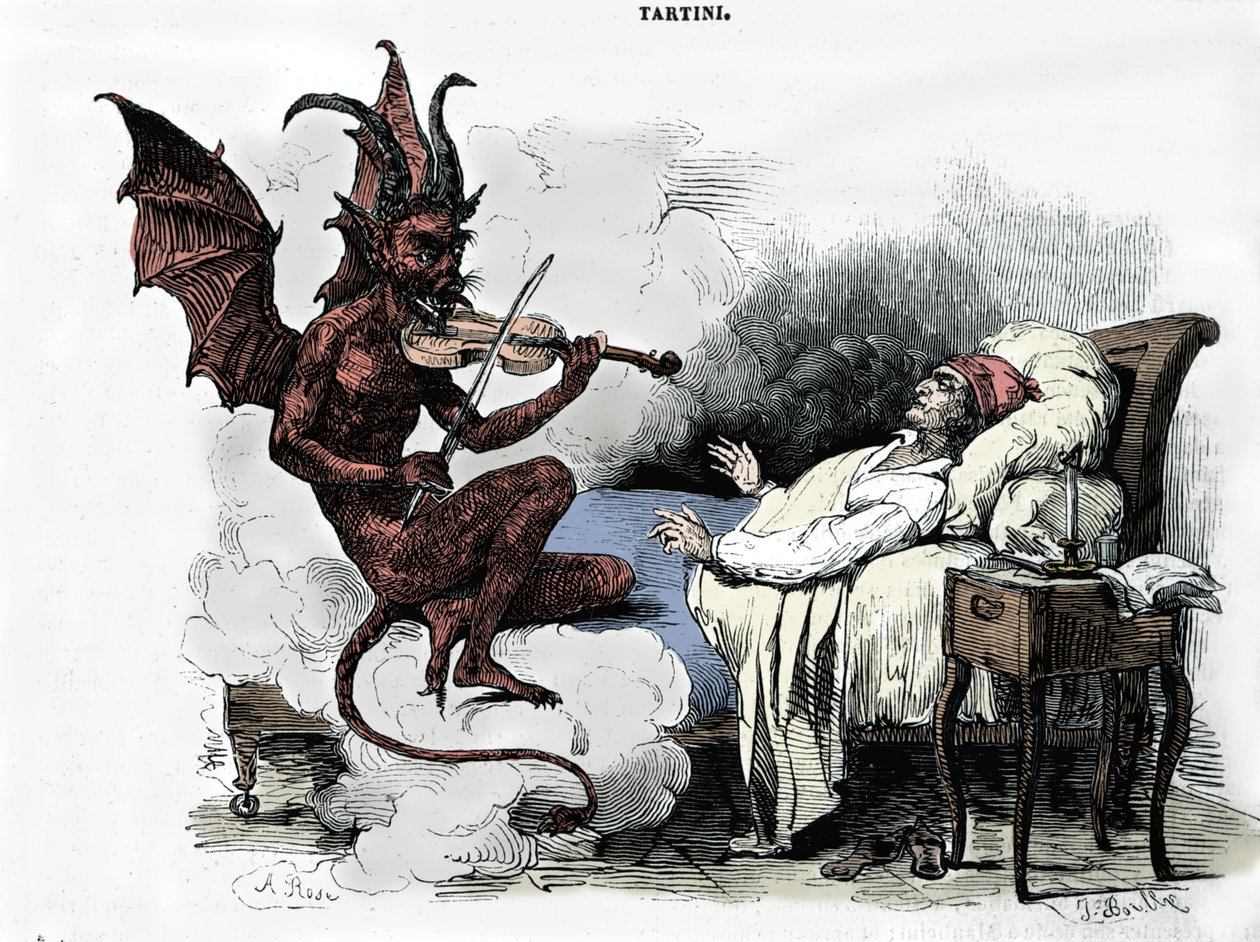 El sueño del compositor Giuseppe Tartini (1692-1770): en su “Sonata de los trinos del Diablo” (Sonata para violín en sol menor), el compositor sueña que hace un pacto con el diablo por el precio de su alma, le confía su violín y el diablo toca de Julien Leopold Boilly
