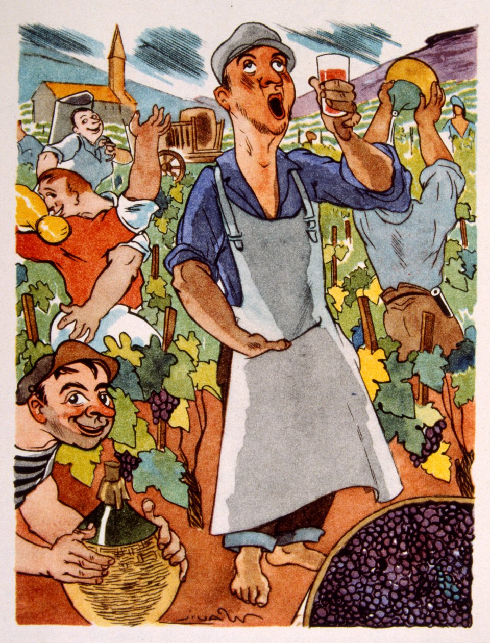 Viñedo francés. 1944. Ilustración de Julien Pavil de Julien Pavil