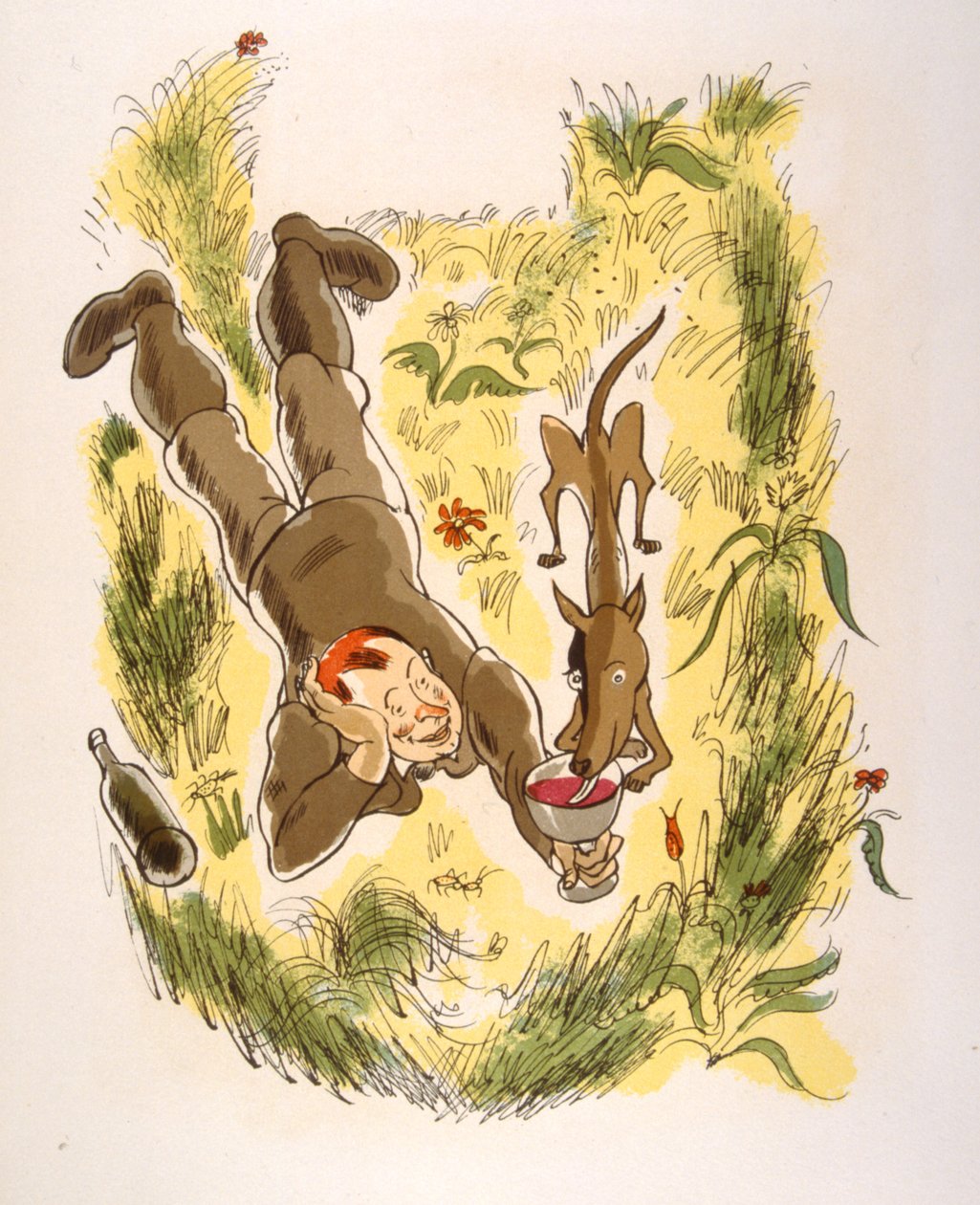 Ilustración humorística del vino 1946.Ilustración de Julien Pavil de Julien Pavil