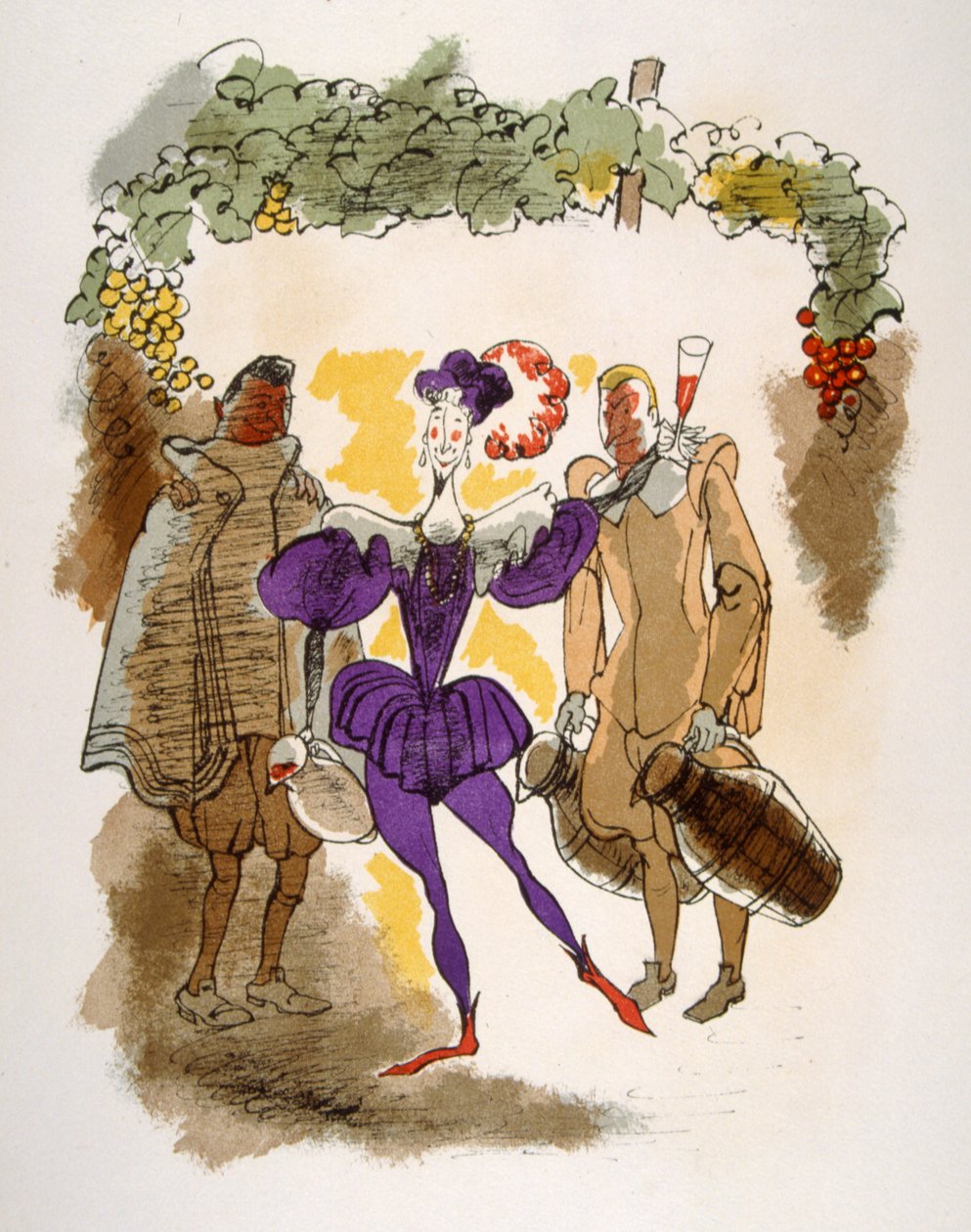 Ilustración humorística del vino 1946.Ilustración de Julien Pavil de Julien Pavil