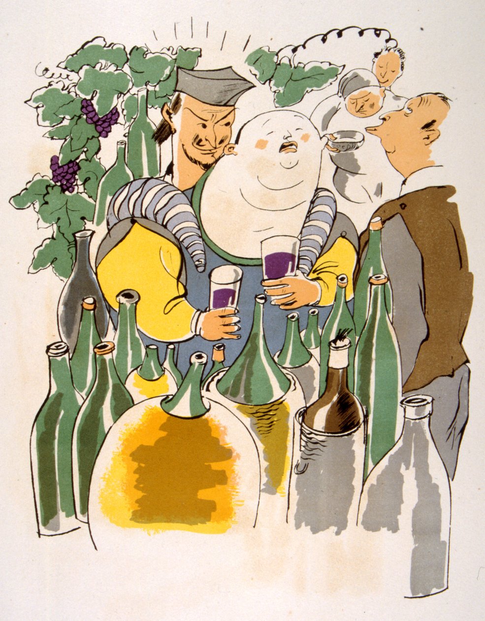 Ilustración humorística del vino 1946.Ilustración de Julien Pavil de Julien Pavil