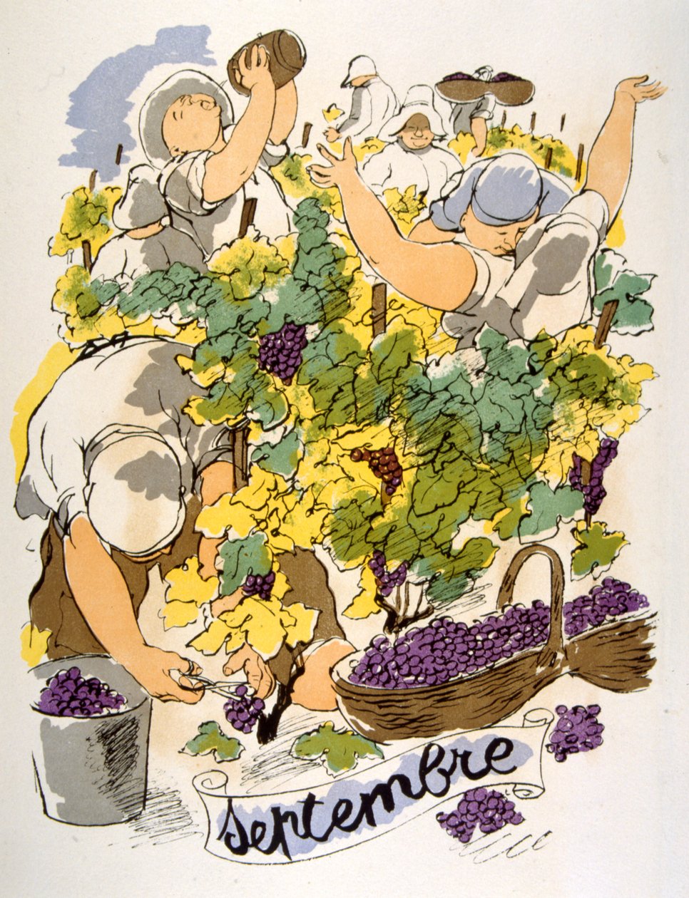 Ilustración humorística del vino 1946.Ilustración de Julien Pavil de Julien Pavil