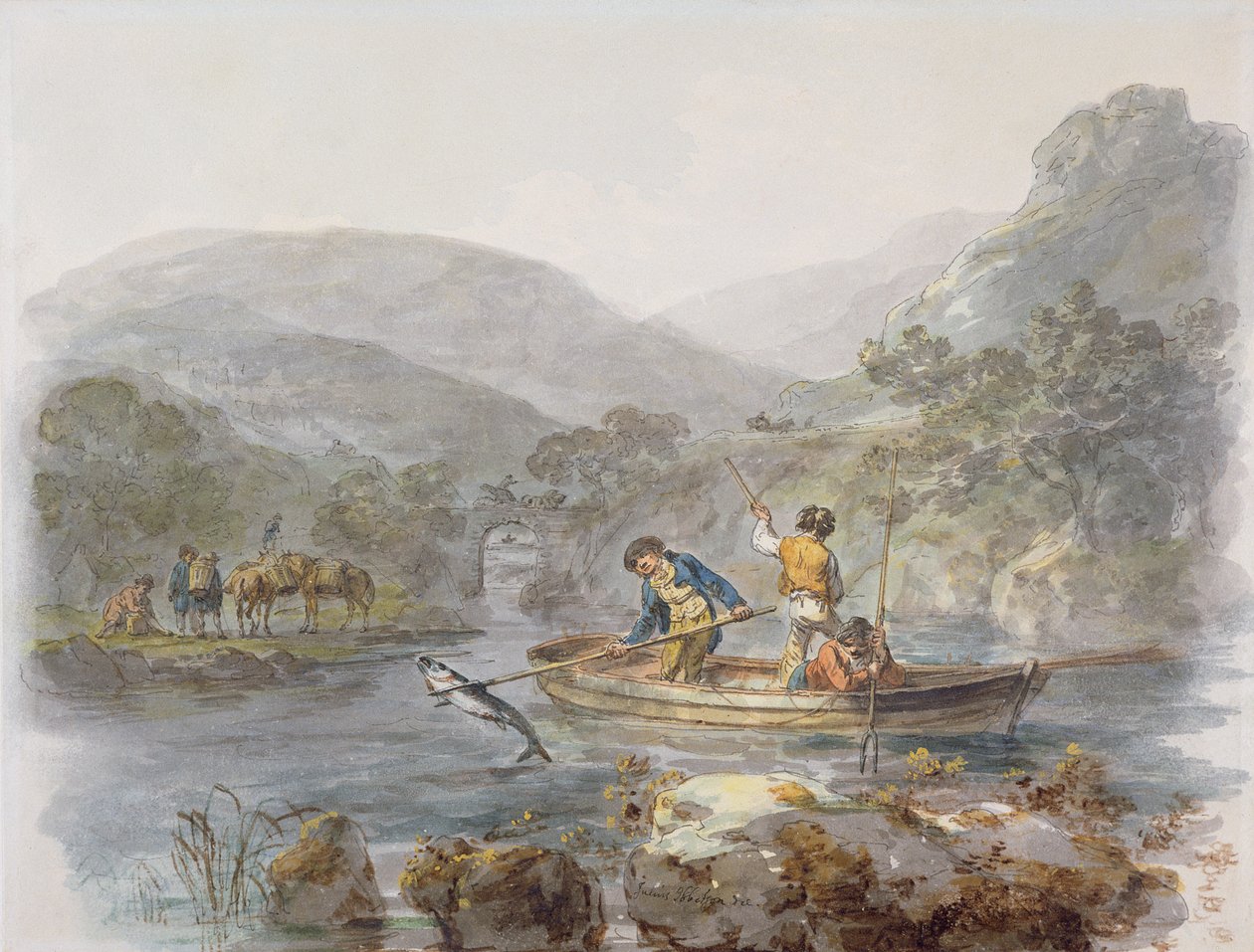 Pesca de Salmón de Julius Caesar Ibbetson