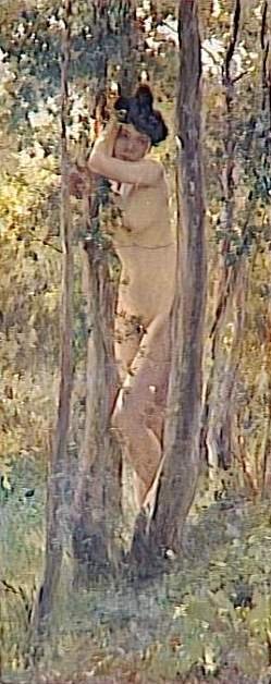 Joven mujer desnuda en un sotobosque de Julius Leblanc Stewart