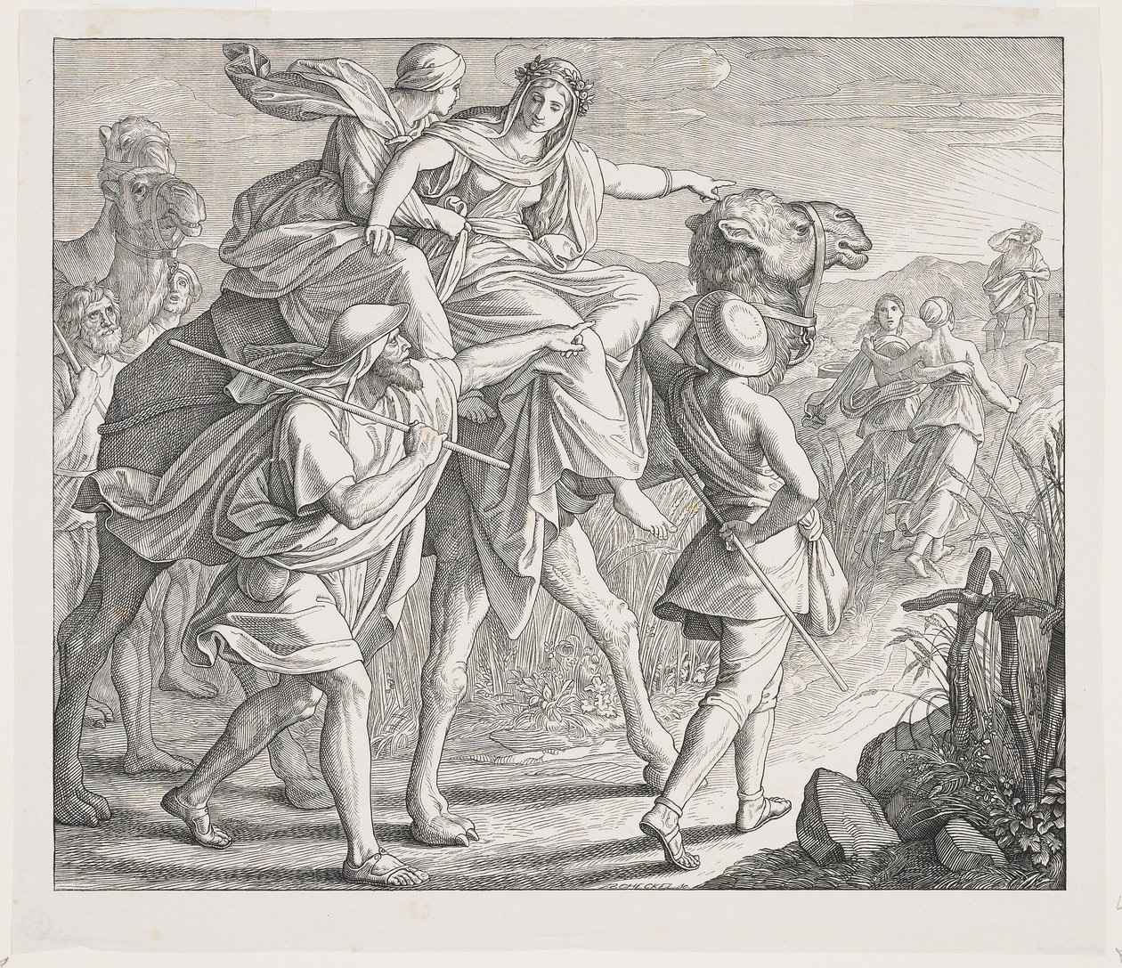 Rebeca Reconoce a Isaac desde Lejos, 1852 de Julius Schnorr von Carolsfeld