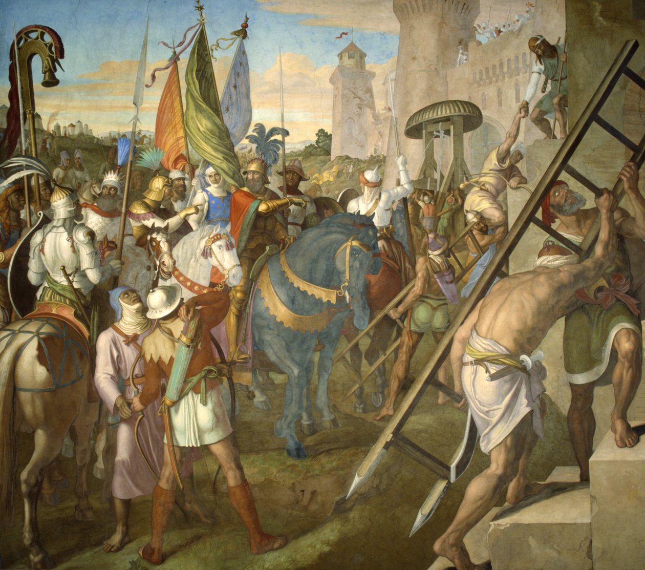 El ejército de Agramante que derrotó a las fuerzas de Carlomagno de Julius Schnorr von Carolsfeld