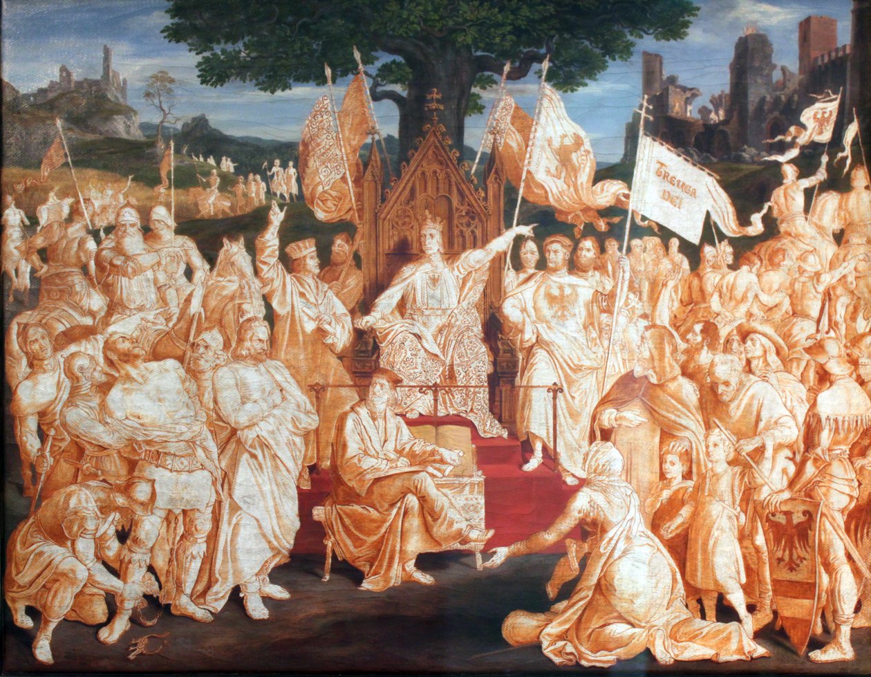 El establecimiento de la paz pública por el Emperador Rodolfo de Habsburgo de Julius Schnorr von Carolsfeld