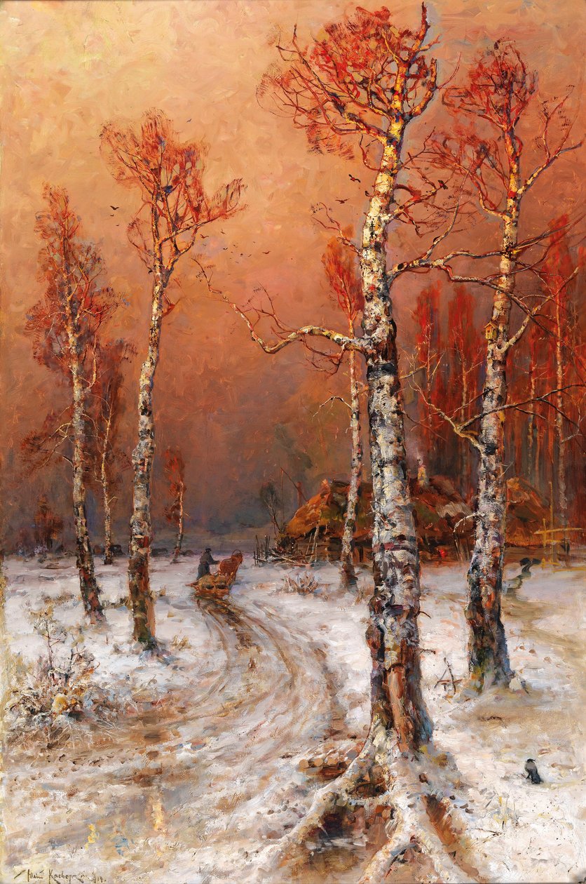 Escena de invierno con grajos de Julius Sergius von Klever