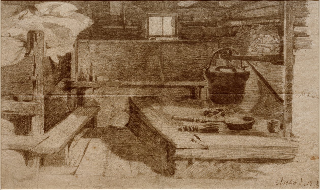 Interior de una sala campesina de Julius Adam