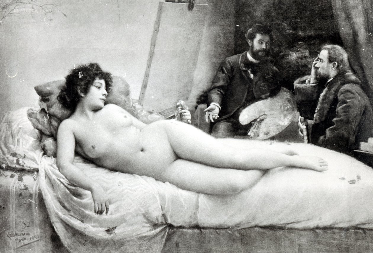 Emile Zola (1840-1902) en el estudio del artista, 1891 de Julius C. Rolshoven