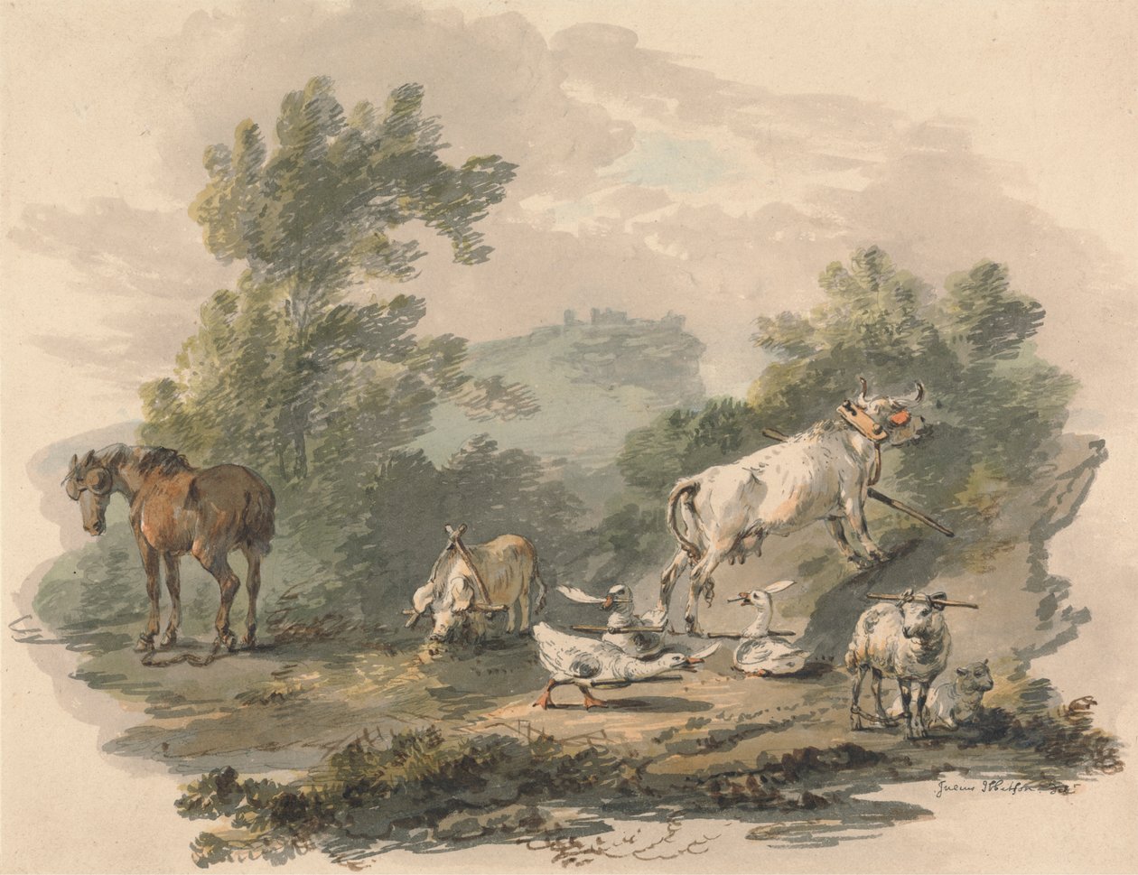 Animales de corral: Tribulación | Julius Caesar Ibbetson