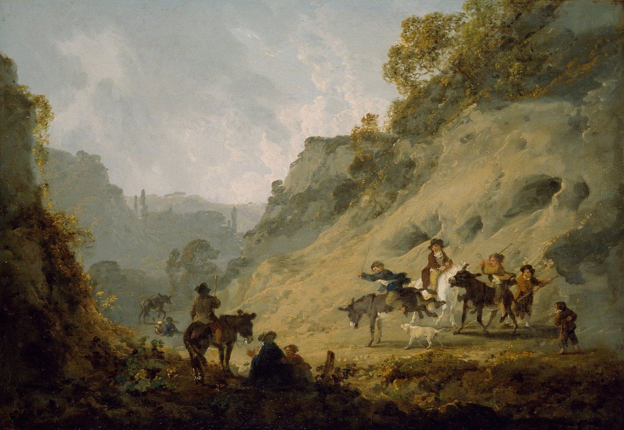 Gitanos con una carrera de asnos de Julius Caesar Ibbetson