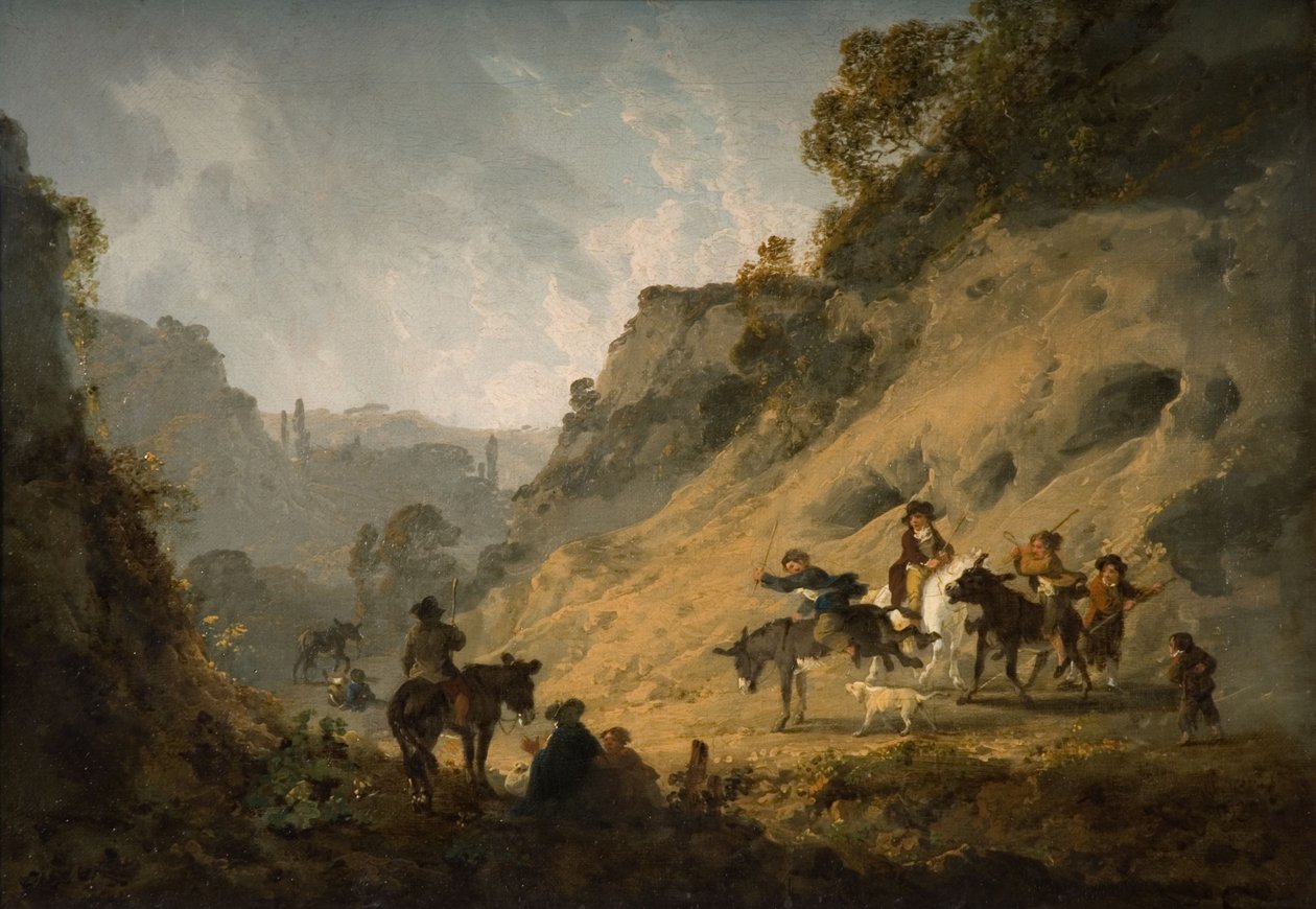 Gitanos con una Carrera de Asnos, 1792 de Julius Caesar Ibbetson