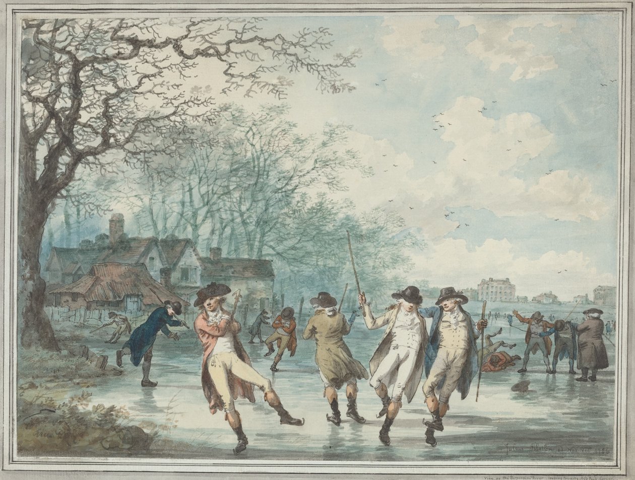 Patinadores en el Serpentine en Hyde Park de Julius Caesar Ibbetson