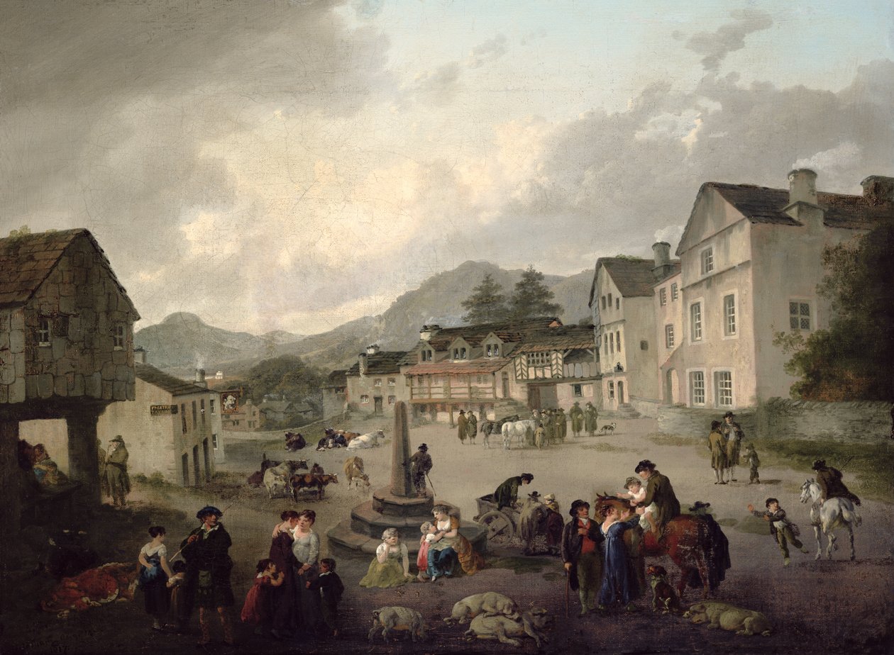 El mercado en Ambleside de Julius Caesar Ibbetson