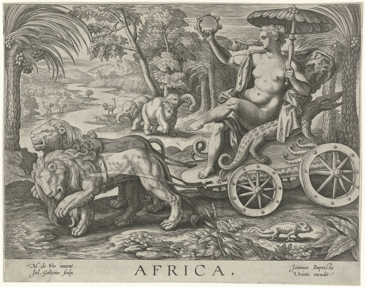 África África (título sobre objeto) Los cuatro continentes (título de la serie) de Julius Goltzius