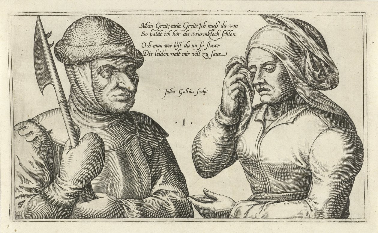 Adiós a un soldado Juegos de palabras sobre la relación entre el hombre y la mujer (título de la serie) de Julius Goltzius