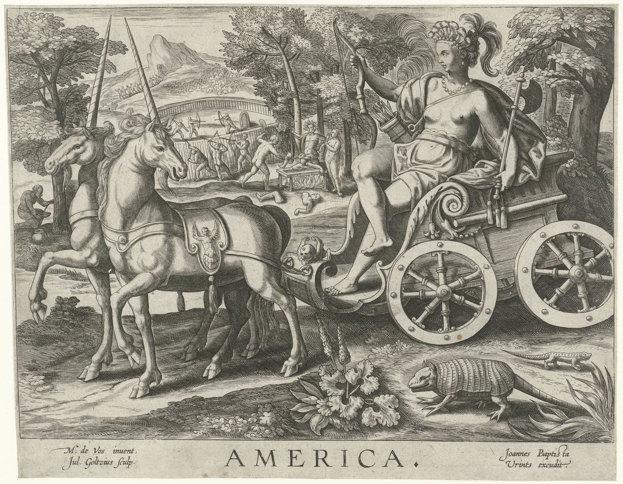 America América (título sobre objeto) Los cuatro continentes (título de la serie) de Julius Goltzius