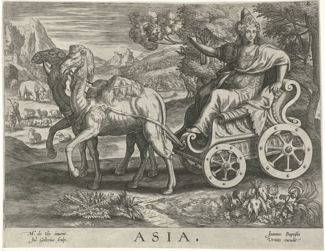 Asia Asia (título sobre objeto) Los cuatro continentes (título de la serie) de Julius Goltzius