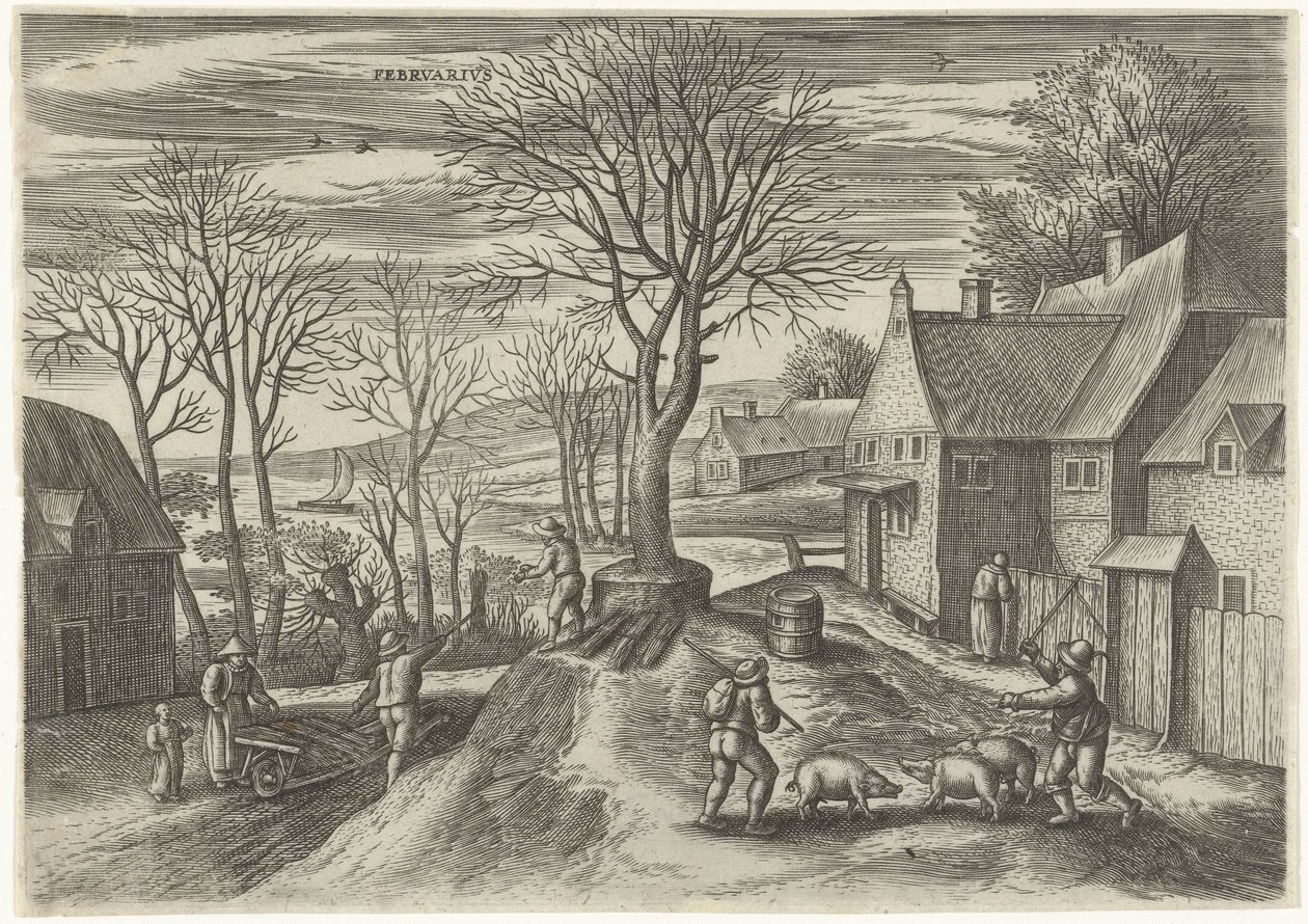 Febrero
Febrvarivs (título en el objeto)
Los doce meses (título de la serie) de Julius Goltzius
