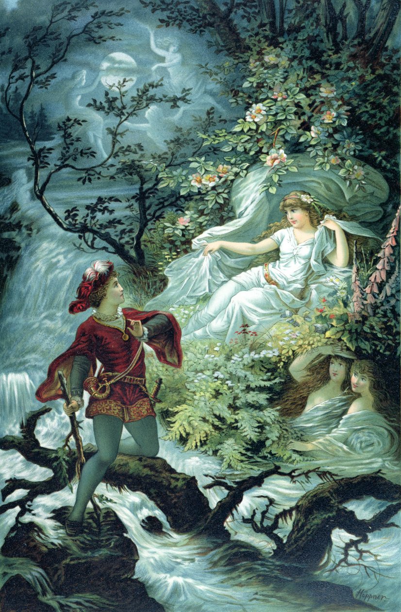 El caballero Hulbrand con Undine, ilustración para el cuento 