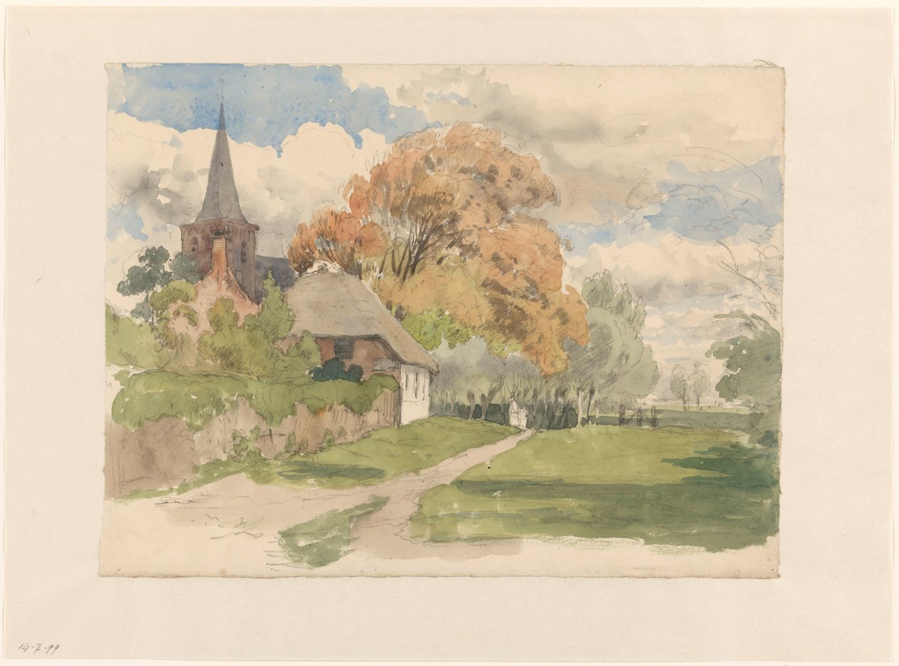 Patio cerca de la iglesia del pueblo de Julius Jacobus van de Sande Bakhuyzen