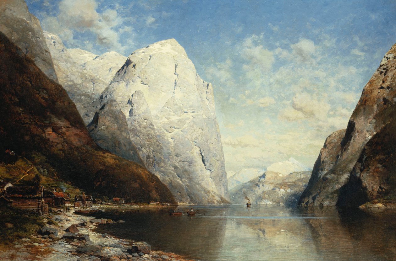 Un fiordo noruego, 1891 de Julius Rose