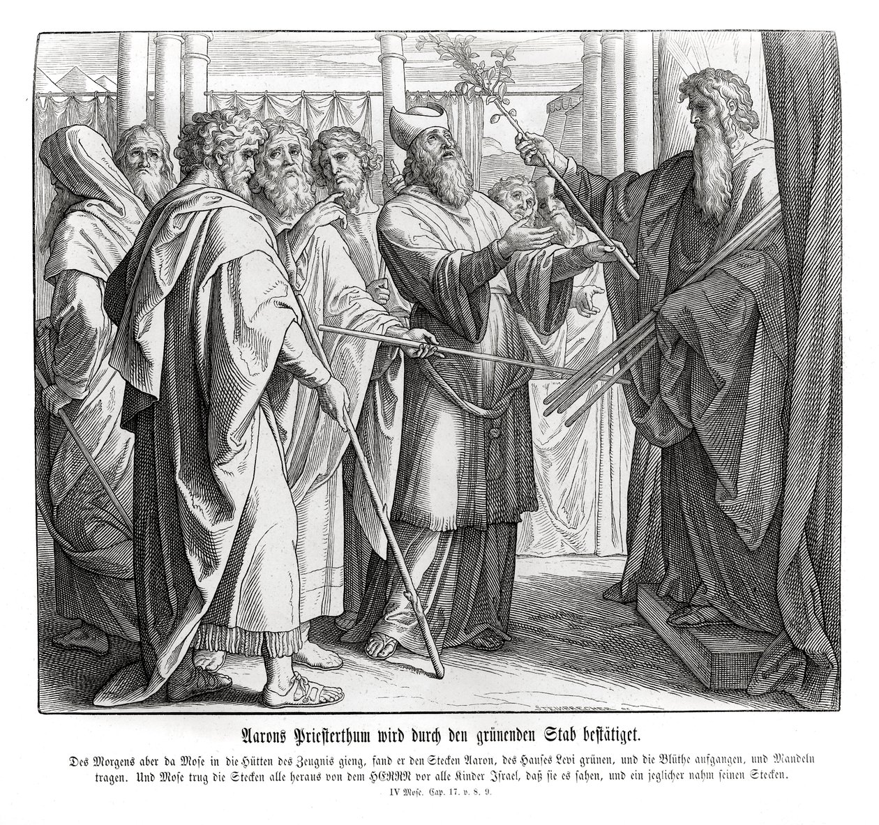 El sacerdocio de Aarón es confirmado, Números de Julius Schnorr von Carolsfeld