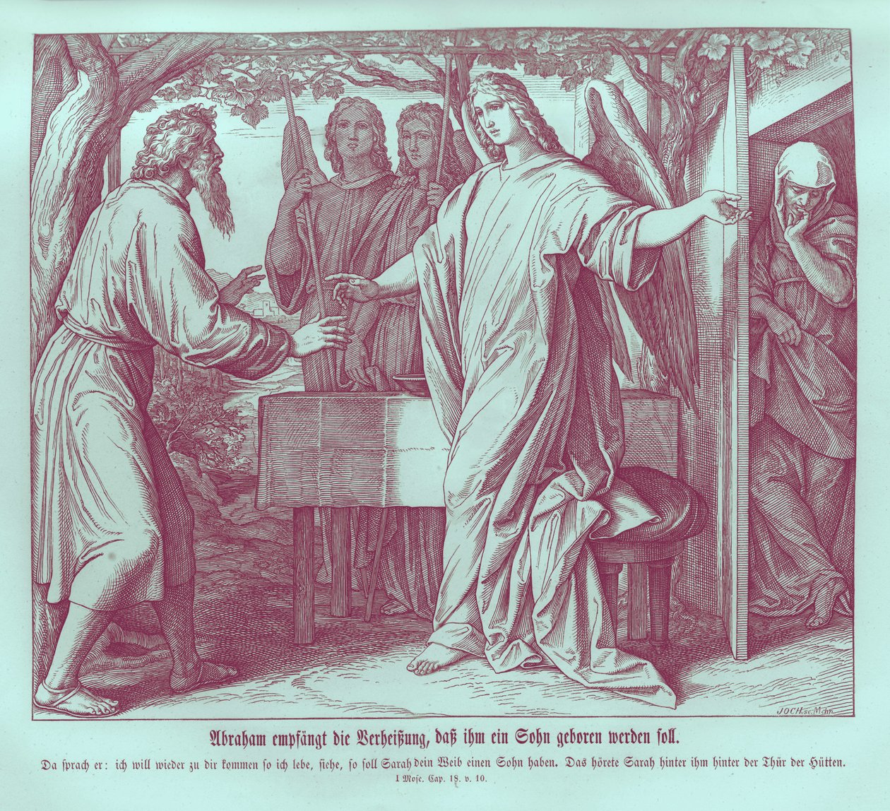Abraham escucha que Sara tendrá un hijo, Génesis de Julius Schnorr von Carolsfeld