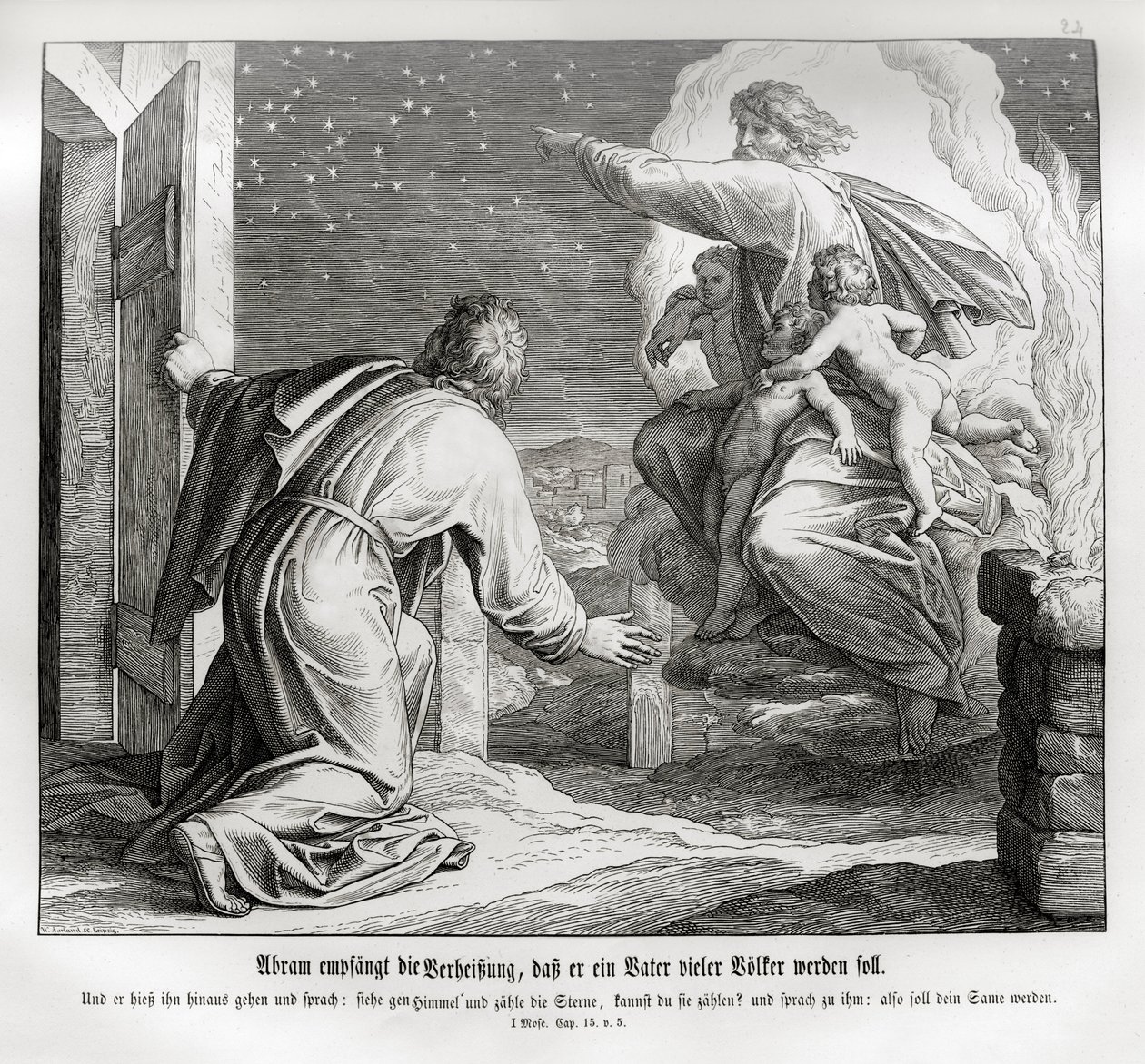 Abraham será padre de muchas naciones, Génesis de Julius Schnorr von Carolsfeld