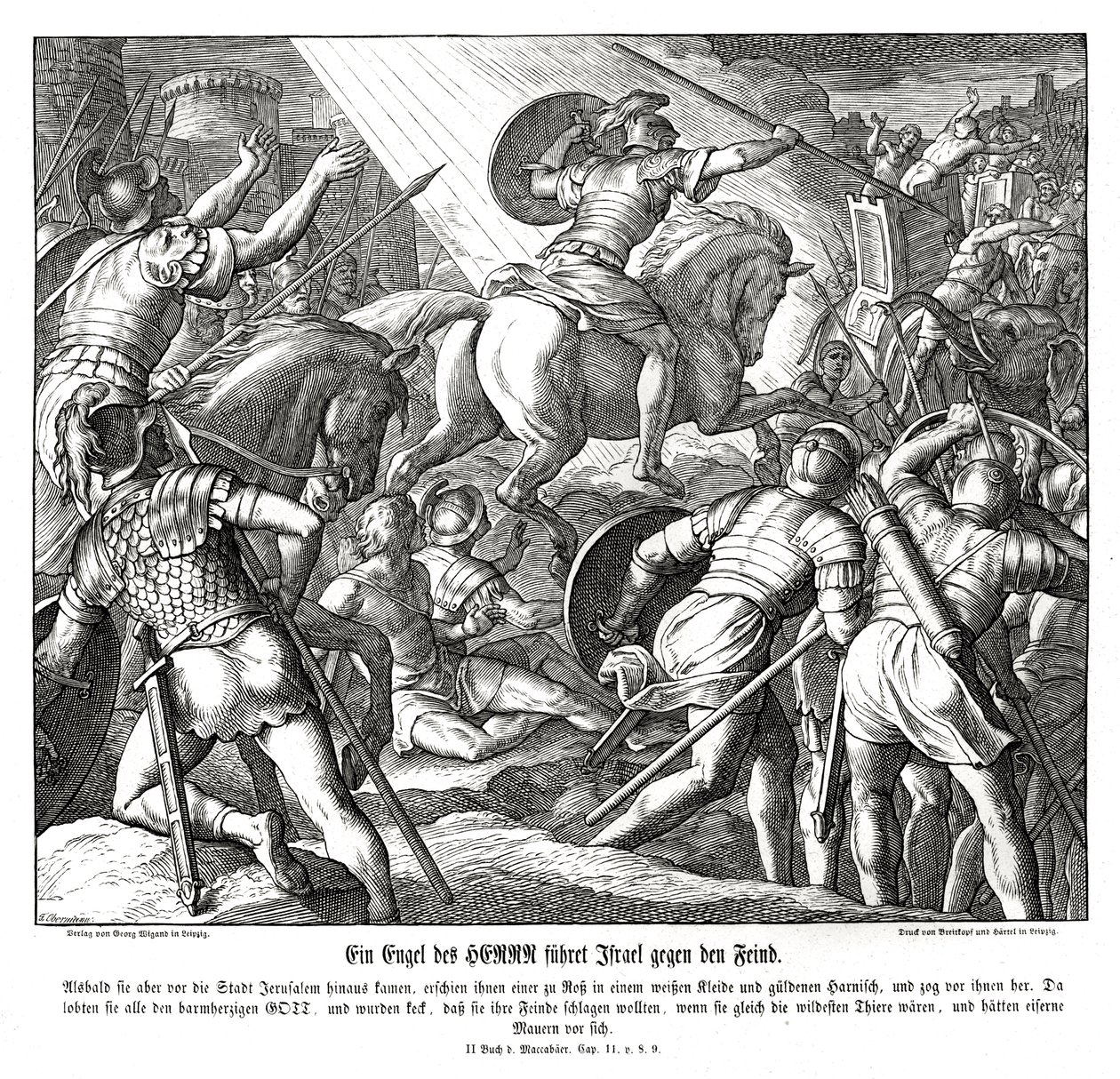 Un ángel guía a los israelitas, 2 Macabeos de Julius Schnorr von Carolsfeld