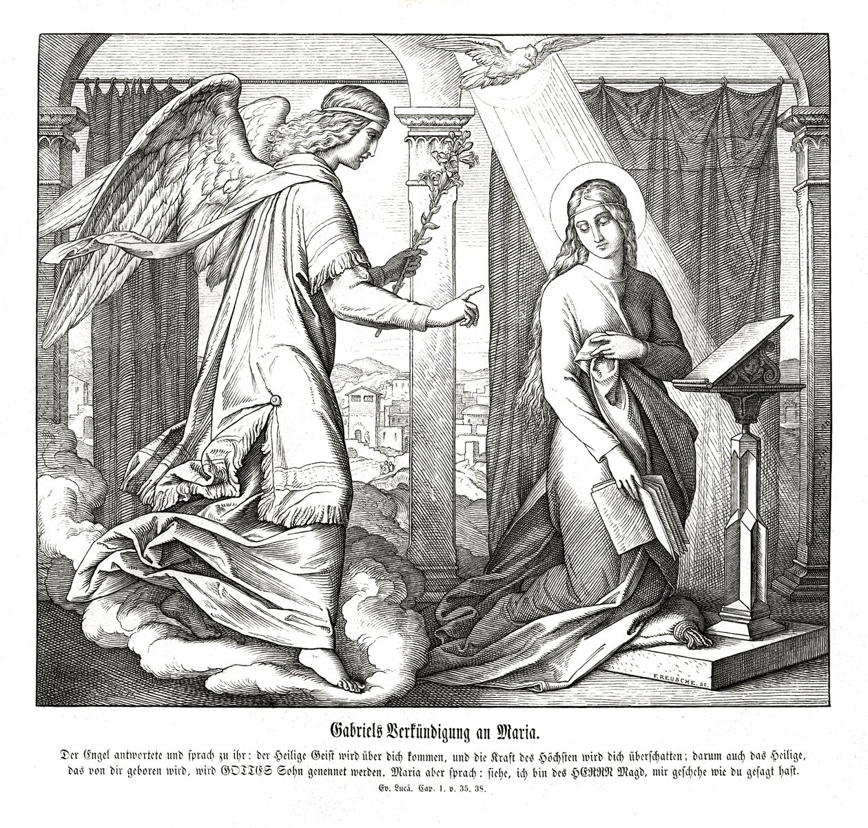 Anunciación, Evangelio de Lucas de Julius Schnorr von Carolsfeld