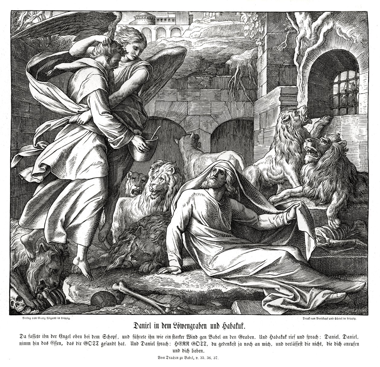 Daniel en el foso de los leones de Julius Schnorr von Carolsfeld