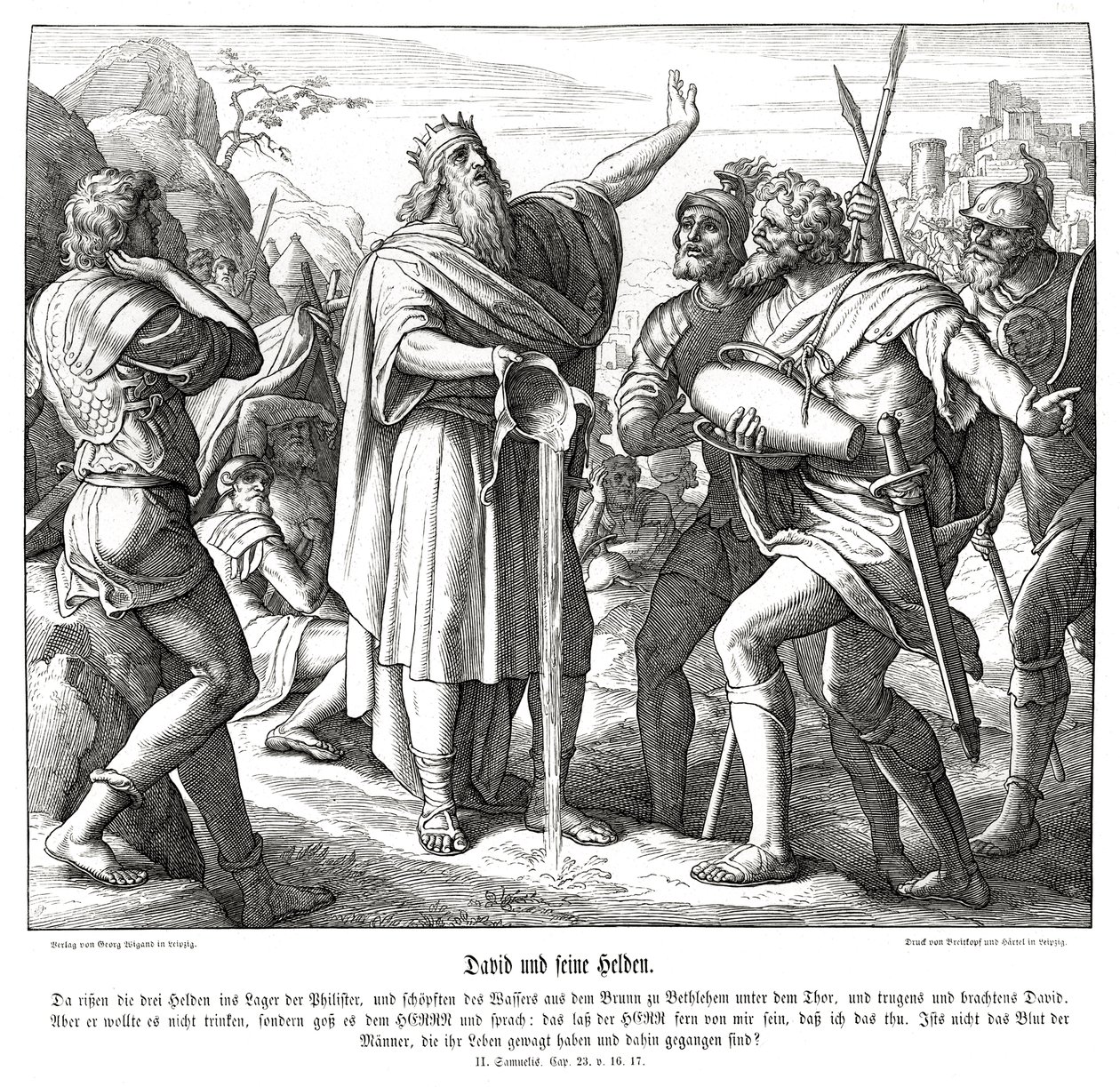 David y los tres hombres valientes, 2 Samuel de Julius Schnorr von Carolsfeld
