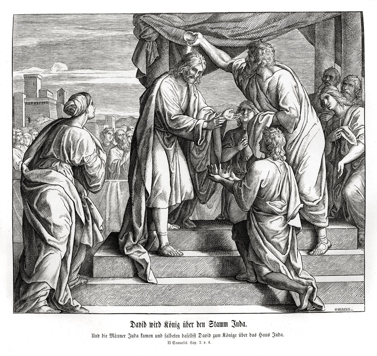 David se convierte en rey de Judá, 2 Samuel de Julius Schnorr von Carolsfeld